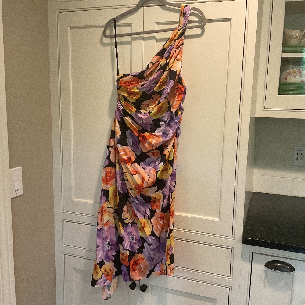 Geisha Designs Asymmetrical One Shoulder MIDI Dress NWT Anthropologie